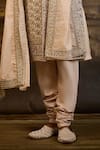 Buy_Nitika Gujral_Ivory Taffeta, Silk, Cotton Embroidery, Zari Sherwani Set _Online_at_Aza_Fashions