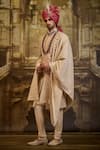 Shop_Nitika Gujral_Ivory Taffeta, Cotton, Silk Embroidery Sherwani Set _Online_at_Aza_Fashions