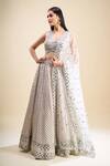 Buy_Samyukta Singhania_Off White Georgette, Net Mirrors, Embroidery, Foil Printing Work Lehenga Set _at_Aza_Fashions