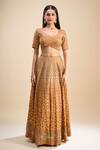 Buy_Samyukta Singhania_Orange Silk, Georgette Sequins, Cut Work, Embroidery Sweetheart Neck Lehenga Set_Online_at_Aza_Fashions