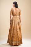 Shop_Samyukta Singhania_Orange Silk, Georgette Sequins, Cut Work, Embroidery Sweetheart Neck Lehenga Set_at_Aza_Fashions