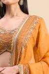 Samyukta Singhania_Orange Silk, Georgette Sequins, Cut Work, Embroidery Sweetheart Neck Lehenga Set_at_Aza_Fashions