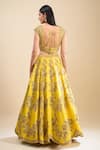 Shop_Samyukta Singhania_Yellow Silk, Net Sequins, Pearls, Embroidery Square Neck Work Lehenga Set _at_Aza_Fashions