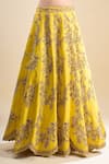 Buy_Samyukta Singhania_Yellow Silk, Net Sequins, Pearls, Embroidery Square Neck Work Lehenga Set 