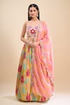 Buy_Samyukta Singhania_Multi Color Georgette, Organza Embroidery, Mirrors, Floral Pattern Lehenga Set _at_Aza_Fashions