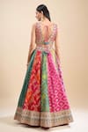 Shop_Samyukta Singhania_Multi Color Brocade, Organza Sequins, Patchwork, Embroidery, Block Lehenga Set _at_Aza_Fashions