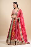 Shop_Samyukta Singhania_Multi Color Brocade, Organza Sequins, Patchwork, Embroidery, Block Lehenga Set _Online_at_Aza_Fashions