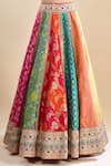 Samyukta Singhania_Multi Color Brocade, Organza Sequins, Patchwork, Embroidery, Block Lehenga Set _at_Aza_Fashions