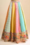 Samyukta Singhania_Multi Color Brocade, Silk, Organza Foil Printing, Sequins, Block Lehenga Set _Online_at_Aza_Fashions