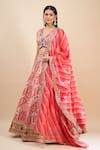 Buy_Samyukta Singhania_Pink Brocade, Organza Foil Printing, Sequins, Gota Patti, Zari, Lehenga Set _at_Aza_Fashions