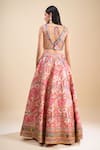 Shop_Samyukta Singhania_Pink Brocade, Organza Foil Printing, Sequins, Gota Patti, Zari, Lehenga Set _at_Aza_Fashions