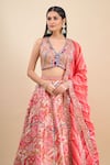 Buy_Samyukta Singhania_Pink Brocade, Organza Foil Printing, Sequins, Gota Patti, Zari, Lehenga Set _Online_at_Aza_Fashions