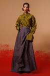 Stoique_Gray Silk Haze Skirt _at_Aza_Fashions