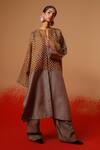 Stoique_Gray Silk Petal Mysore Pant _at_Aza_Fashions