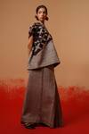 Shop_Stoique_Gray Silk Mandarin Collar Mist Mysore Top _at_Aza_Fashions