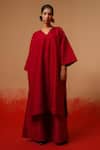 Buy_Stoique_Red Silk Flow Pant _at_Aza_Fashions