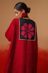 Buy_Stoique_Red Silk Embroidery V-neck Flow Floral Pattern Tunic 