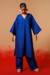 Stoique_Blue Silk Stream Petal Pant _at_Aza_Fashions