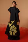 Buy_Stoique_Black Cotton Ember Floral Pattern Skirt _at_Aza_Fashions