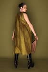 Shop_Stoique_Olive Green Silk Round Neck Stone Mysore Dress _at_Aza_Fashions