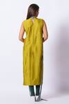 Shop_Stoique_Lime Silk Round Neck Leaf Mysore Dress _at_Aza_Fashions
