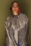 Stoique_Gray Silk Open Neck Mysore Drift Overlay Jacket _at_Aza_Fashions