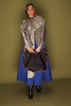 Buy_Stoique_Blue Silk Embroidery Loom Skirt _at_Aza_Fashions