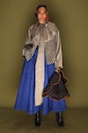 Stoique_Blue Silk Embroidery Loom Skirt _at_Aza_Fashions