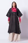 Buy_Stoique_Black Silk Bows Round Neck Brim Upada Top _Online_at_Aza_Fashions