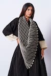 Stoique_Black Embroidery Dune Abstract Pattern Scarf _at_Aza_Fashions