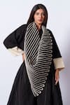 Buy_Stoique_Black Embroidery Dune Abstract Pattern Scarf _at_Aza_Fashions
