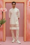 Buy_Vaani Beswal_Ivory Cotton Embroidery Leander Panelled Block Print Kurta _at_Aza_Fashions