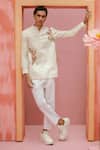 Buy_Vaani Beswal_Ivory Cotton Embroidery Riaz Berry Branches Kurta _at_Aza_Fashions
