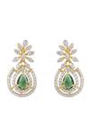Shop_Sica Jewellery_Green Stones 925 Silver Julie Embellished Earrings _at_Aza_Fashions