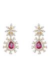 Shop_Sica Jewellery_Pink Gemstones, Crystals 925 Silver Rati Drop Earrings _at_Aza_Fashions