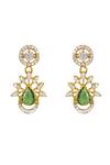 Shop_Sica Jewellery_Green Crystals, Stones 925 Silver Vireya Embellished Earrings _at_Aza_Fashions