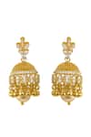 Shop_Sica Jewellery_White Stones, Pearls 925 Silver Kanika Jhumkas _at_Aza_Fashions
