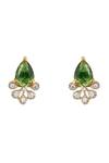 Shop_Sica Jewellery_Green Gemstones, Crystals 925 Silver Miren Stud Earrings _at_Aza_Fashions