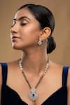 Buy_Sica Jewellery_Green Stones 925 Silver Devyani Mangalsutra And Earrings Set _at_Aza_Fashions