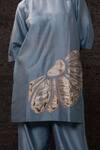 Eeda_Blue Chanderi Silk Applique, Embroidery Round Neck Tunic With Palazzo _Online_at_Aza_Fashions