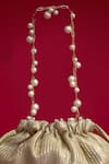 Amyra_Gold Cut Work, Beads, Pearls, Tassels, Vivaah Embellished Potli - Grey _Online_at_Aza_Fashions