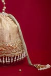 Buy_Amyra_Beige Embroidery, Pearls, Tassels, Beads, Lace Vivaah Embellished Bucket Bag - 