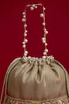 Amyra_Gray Embroidery, Pearls, Tassels, Beads Vivaah Embellished Bucket Bag - Grey _at_Aza_Fashions