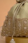 Buy_Amyra_Mint Cut Work, Pearls, Tassels, Beads Geet Brocade Embellished Potli - _Online_at_Aza_Fashions