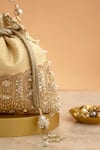 Shop_Amyra_Cream Cut Work, Pearls, Tassels, Embroidery Geet Brocade Embellished Potli - _Online_at_Aza_Fashions