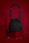 Amyra_Black Beads, Tassels, Embroidery, Fringe Tilora Mini Potli - _at_Aza_Fashions