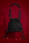 Shop_Amyra_Black Beads, Tassels, Embroidery, Fringe Tilora Mini Potli - _at_Aza_Fashions