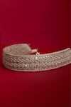 Buy_Amyra_Ivory Pearls, Cut Work, Sequins, Embroidery, Tassels Anahi Brocade Mini Potli - _Online_at_Aza_Fashions