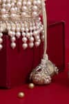 Shop_Amyra_Ivory Pearls, Cut Work, Sequins, Embroidery, Tassels Anahi Brocade Mini Potli - 