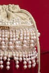 Amyra_Ivory Pearls, Cut Work, Sequins, Embroidery, Tassels Anahi Brocade Mini Potli - _Online